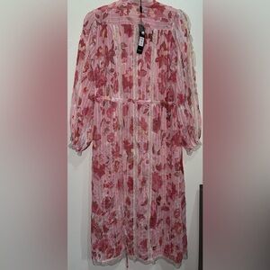 Beautiful Beulah  Sheer floral garden pink  Pearl Button  Dress